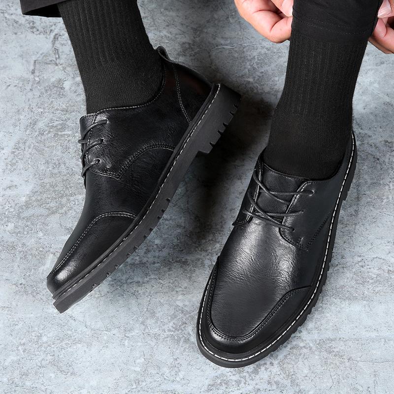 Fashion Classic Black Men's Leather Shoes Minimalist and Versatile Style Office and Driving  Leisure Business Men's Walking Shoes New