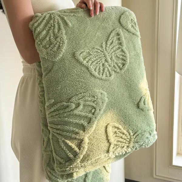 

WTEMPO Double-sided Thickened Butterfly-patterned Velvet Blanket Office Nap Blanket Autumn Winter Bed Sheet Foldable Soft Blanket 100*150cm зелений