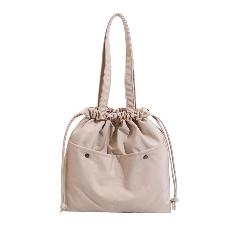 

Nylon Underarm Bag Solid Color Women Bucket Bag Student Large Capacity Shoulder Bag бежевий