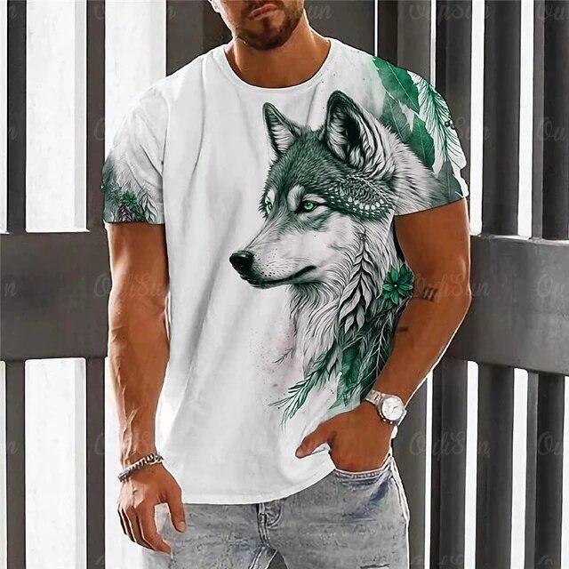 Animal Men's T-Shirt 3d Wolf Print Men's Tops Casual Short-Sleeved Simple T-Shirt Summer O-Neck T-Shirt Men's Oversized Clothing