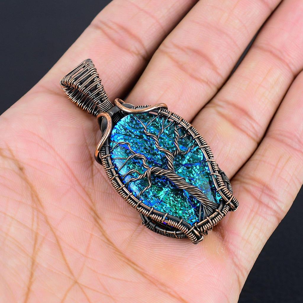 Australian Triplet Opal 999 Copper Wire Wrapped Pendant, Handmade Gemstone Jewelry Pendant Gift For Birthday