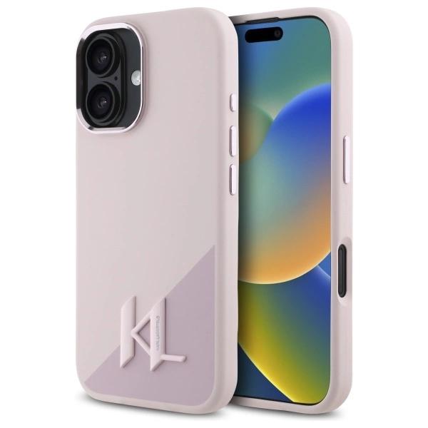 Karl Lagerfeld Klhmp16Sscmkmpcp Iphone   16 6.1 Różowy/Pink Hardcase Silicone Shadow Metal Initial Magsafe