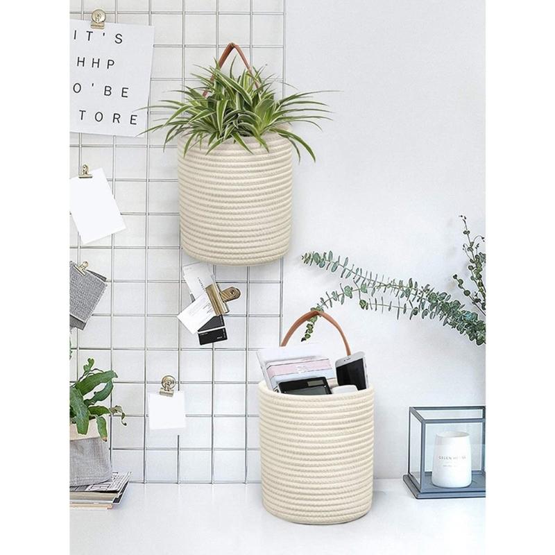 Imitation Rattan Wall Hanging Baskets Plant Chlorophytum Handmade Artificial Flower Vase Single Rope Planter Baskets