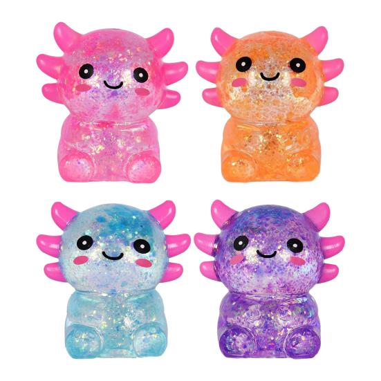 1/4Pcs Glitter Salamander Squeeze Toy Stress Relief Cartoon Salamander Sensory Toy Decompression Clear