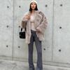 VAYLA Fashionable Street Style Fox Fur Coat Loose Suit Collar Medium Long Imitation Fur Coat for Women Autumn-winter Fur Overcoat