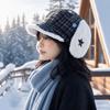 Sweet Winter Fleece Lined Hat Earflap Windproof Newsboy Cap Cute Plaid Octagonal Hat  For Women