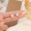 Pearl Sun French Retro Earrings Jewelry Earrings Silver Needle Stud Earrings Simple