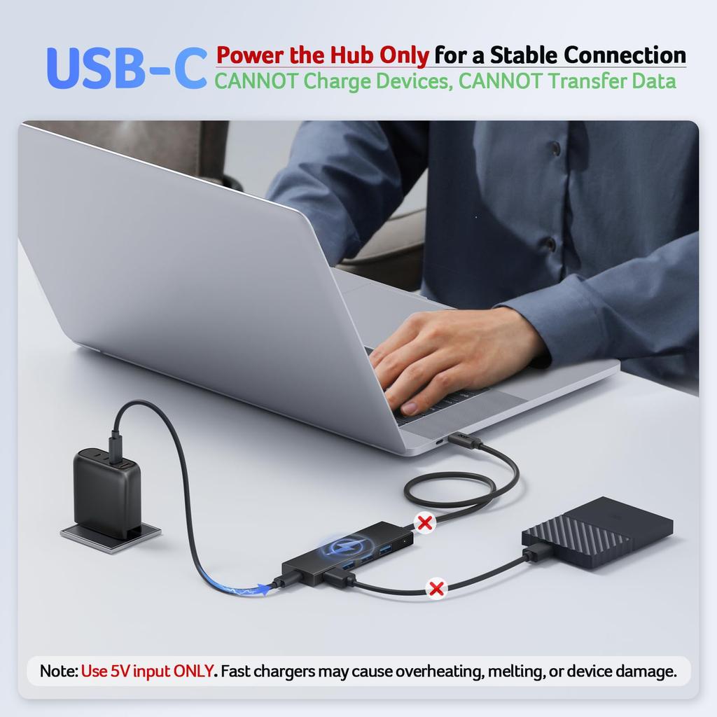 Acer USB Hub 120cm Extension Hub for Expansion and Data and Compatible with and Ideal for Working from and Gaming (4-in-1, 5Gbps) Cable, 4-Port
