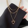 Unique Gold And Silver Heart Angel Wings Layered Necklace For Fashionable Women Style