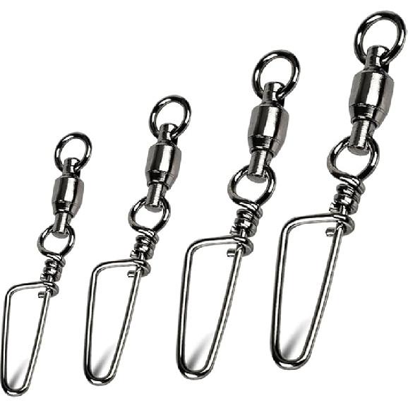 Snap Fishing Swivels Ball Bearing Black Nickel Ball Bearing Swivels Saltwater Heavy Duty Barrel Swivels for Freshwater Saltwater Fishing Size 0+0 (18lb) 10 Pcs