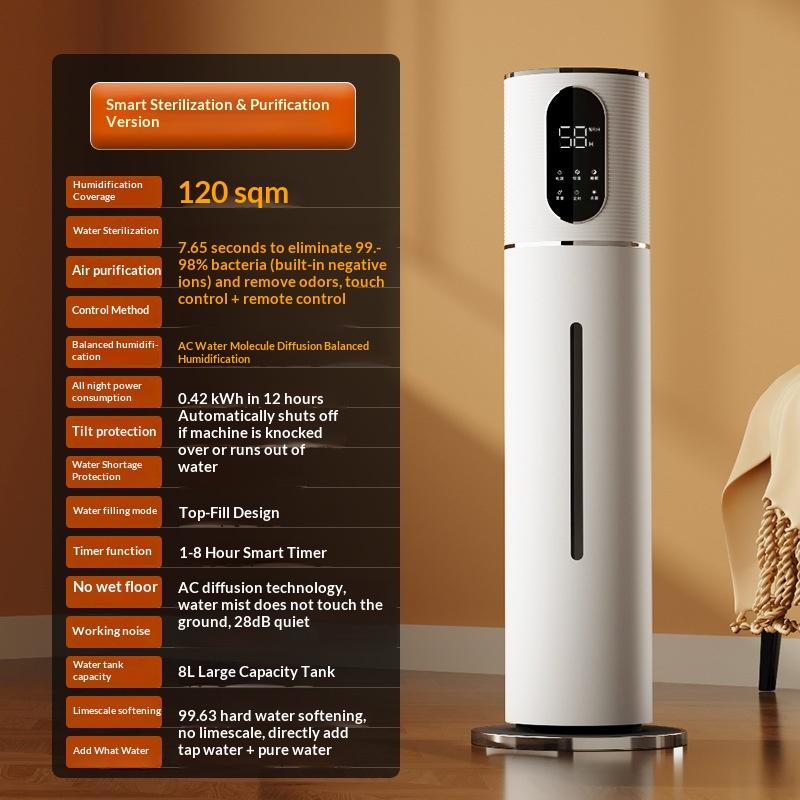 Intelligenter Boden-Ultraschall-Luftbefeuchter Kaltnebel Leise Touch-Steuerung Timer Aromatherapie Großer Tank Haus Wohnzimmer Diffusor home