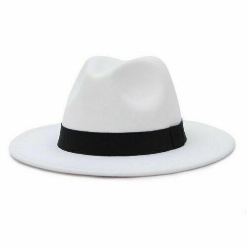 Women Winter Classic Patchwork Fedora Hat Unisex Wool Felt Jazz Hats Elegant Men Women Wide Brim Panama Trilby Cap