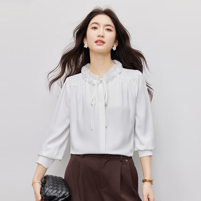 KASEYE Women s 2026 Spring Chiffon Long-Sleeve Shirt L