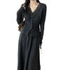 Korean Lace Knit Cardigan & Skirt Set - Elegant Autumn/Winter Two-Piece