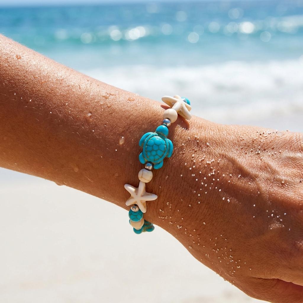 Bohemian Shell Starfish Bracelet for Women Summer Beach Turtle Beads Bracelet Handmade Rope Chain Trendy Vacation Jewelry Gift