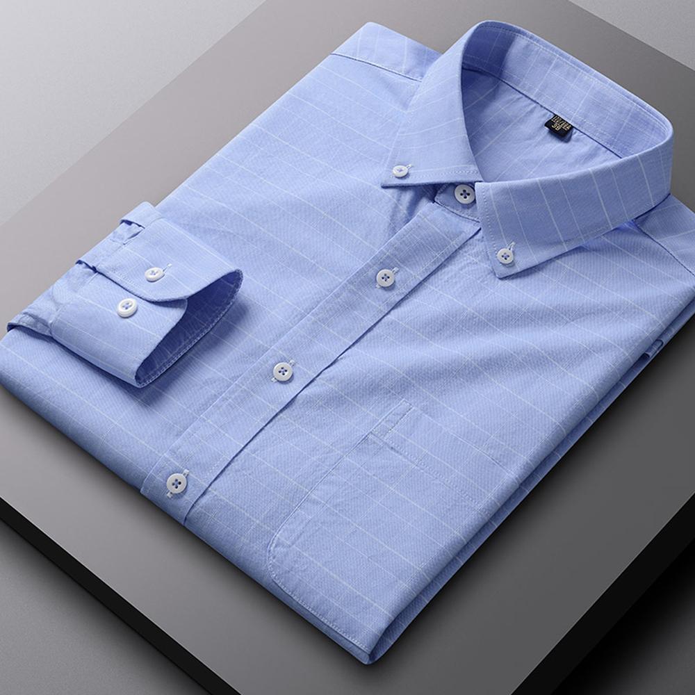 Herren Langarm Oxford Button-Down Hemden Freizeitkleidhemd für Herren Bequem 100% Baumwolle Mehrere Karomuster/Gestreift Herrenbekleidung