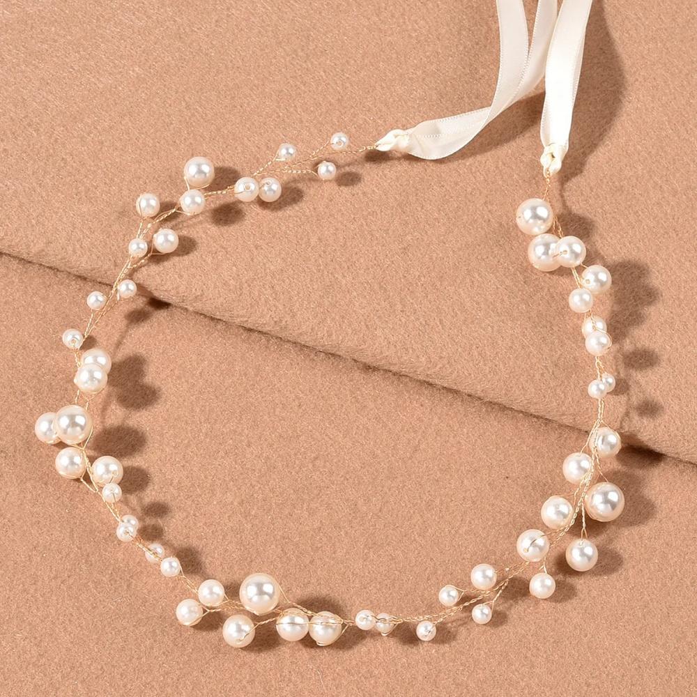 Luxury Imitation Pearl Tiaras Hairbands Handmade Headbands Girls Women Hairstyles Designs Tools Bridal Wedding Hair Accessories