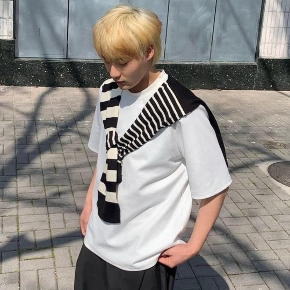 

Sunscreen Asymmetry Stripe Scarf Cloak Fake Collar Wraps Fashion Men Knitted Shawl Blouse абрикосовый