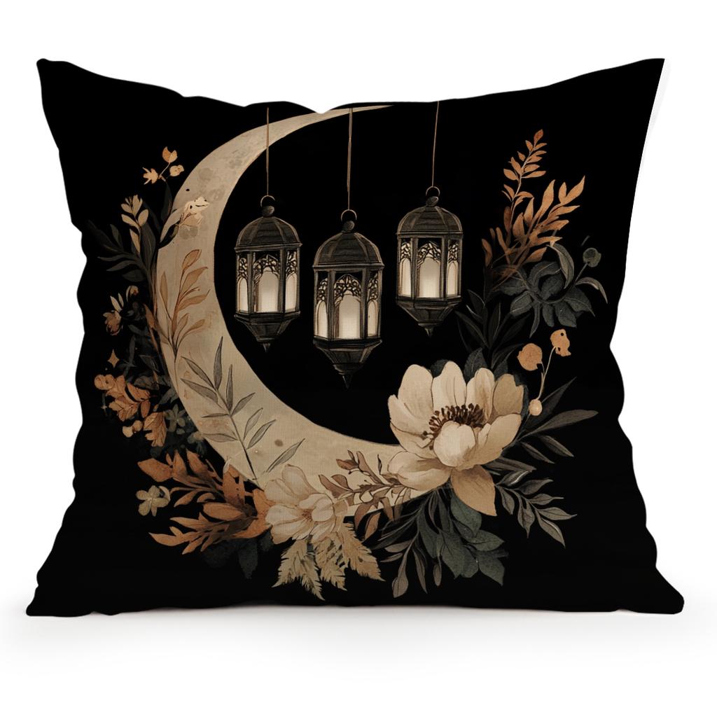 Ramadan Crescent And Plant Pillowcase Bedroom Sofa Cushion Cover 100% Polyester Living Room Cushion Pillowcase Home Decor