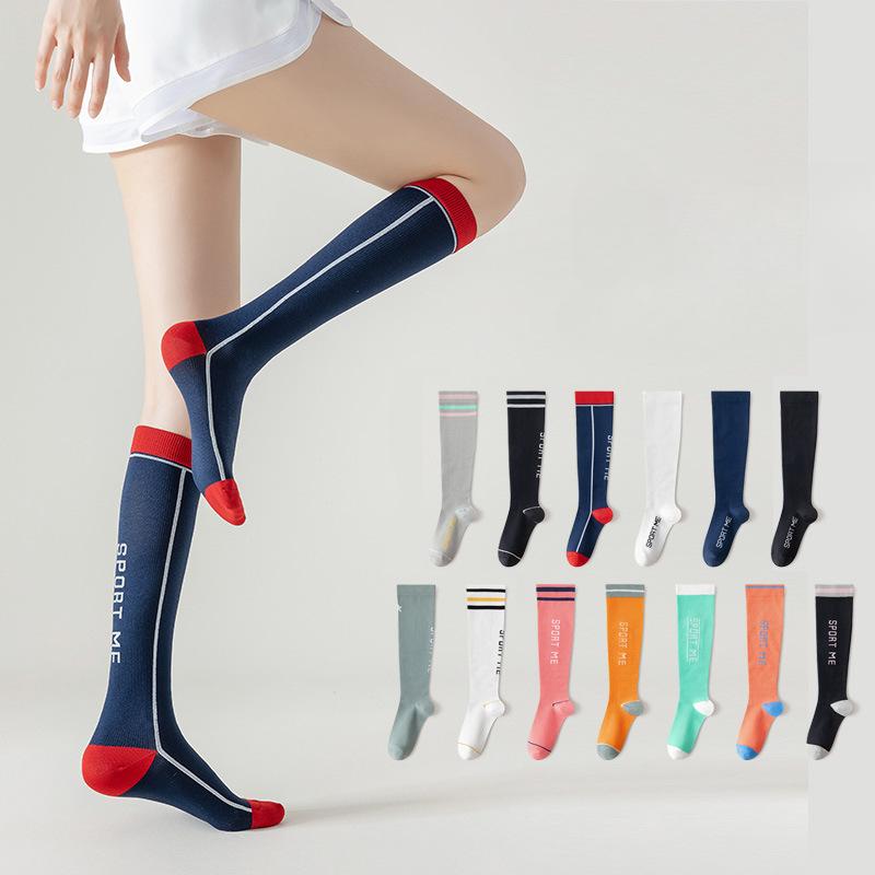 Sports Muscle Compression Socks for Women's Fitness Running Skipping Rope Pressure Calf Socks Thin Breathable Long Tube Socks