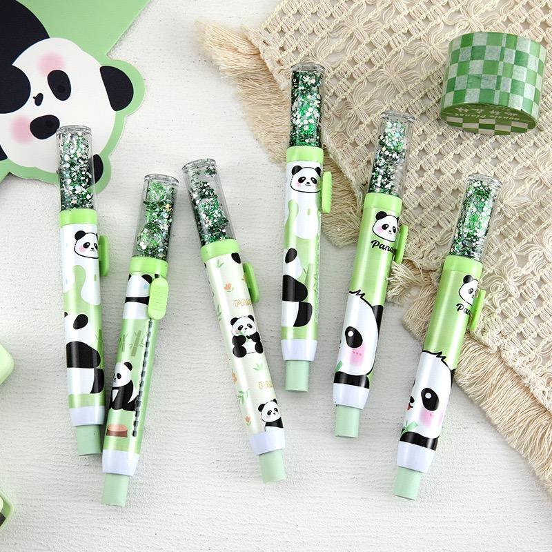 

1 шт., ластики с струящимся песком с изображением панды, креативные резиновые ластики с струящимся песком, школьные принадлежности для обучения зелёный