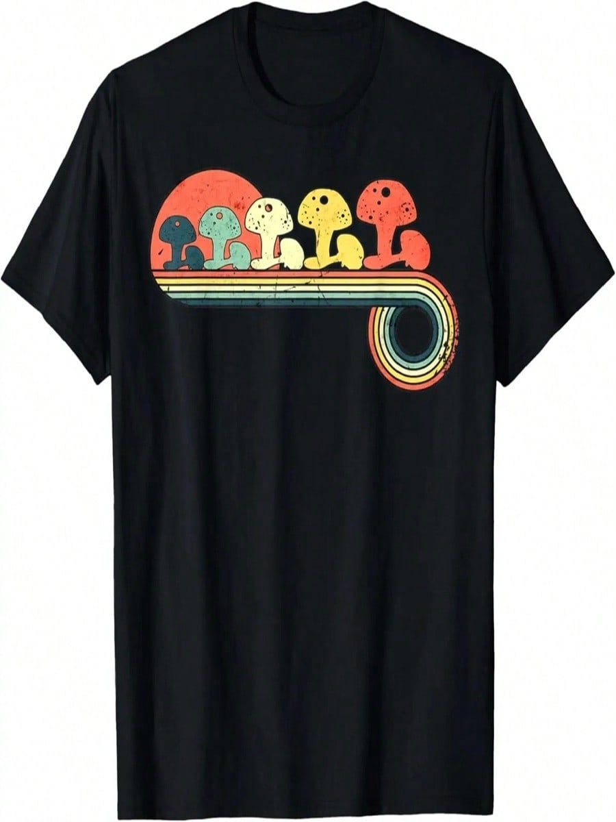 Mushroom Retro Vintage Sunset Rainbow T-Shirt S разноцветный