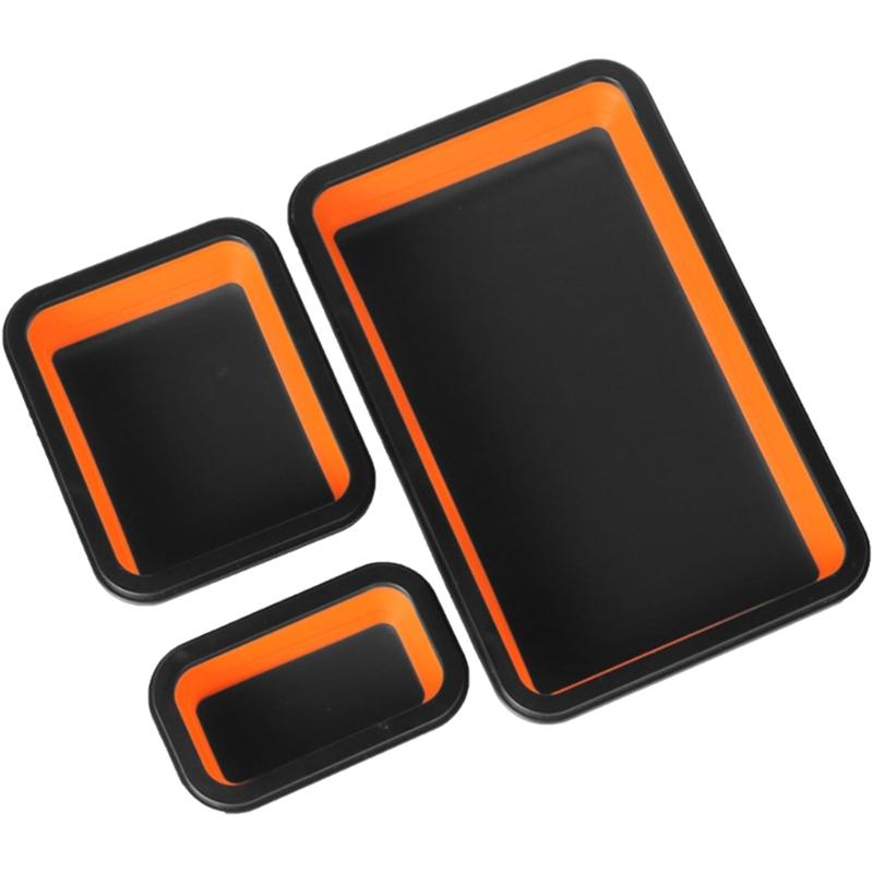 Solid Silicone Magnetic Screw Tray Collapsible Storage Box Portable Tool Holder Magnetic Parts Organizers For Mechanics