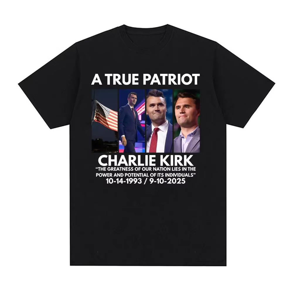 Откройте для себя Патриотический Мемориал Американского Флага Футболка True Patriot Чарли Кирка Летняя 2026 Печатная Хлопковая Футболка Топ S разноцветный