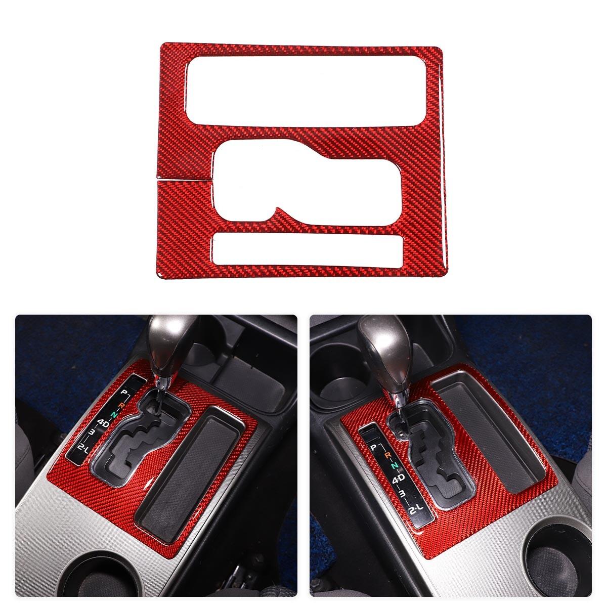 Red Carbon Fiber Console Gear Shift Panel Cover Trim For Toyota Tacoma 2005-15