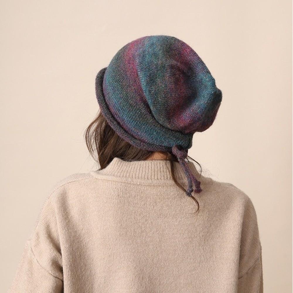 Gradient Color Bonnet Hat Large Size Drawstring Slouch Hat Fashion Beanies Skullies