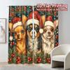 2D Flat Printing,JIT 2pcs, Curtains (Without Rod) Festive Pups Sleigh Popular Curtains Digital Printed Versatile 100% Polyester
