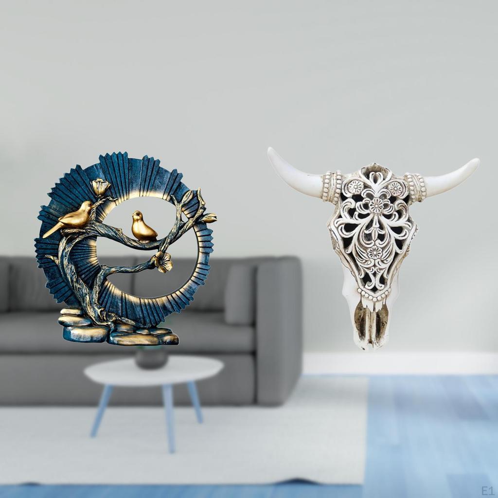 Resin Figurine Craft for House Decorations And Bookshelf Living Room Desk with Tribal Bull Head