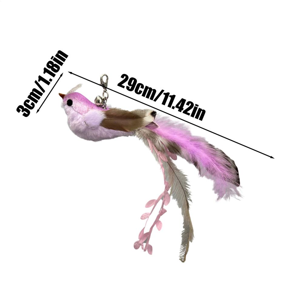 Bird Cat Toy Interactive Feathers Wand Attachment Teaser Hangable Kitten Boredom Toy With Bells For Indoor Cats Pets Boredom
