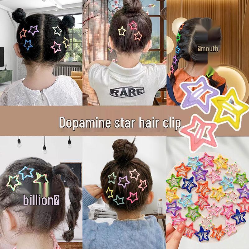 Colorful Star Hair Clips: Five-Pointed Side Clip Hairpins for Kids