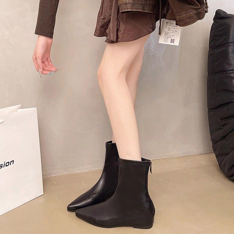 Skinny fashion elastic boots bare boots short boots pointed wind light luxury legs increase for many years