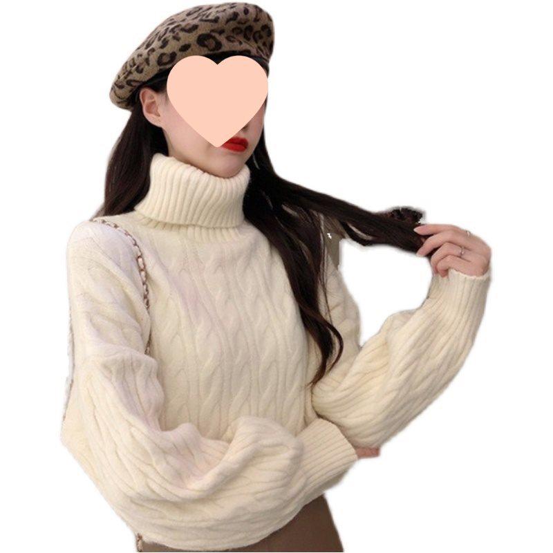 Dámský silný copánkový svetr s vysokým límcem - 2025 Zimní volný pulovr, Všestranný top jako vnitřní vrstva