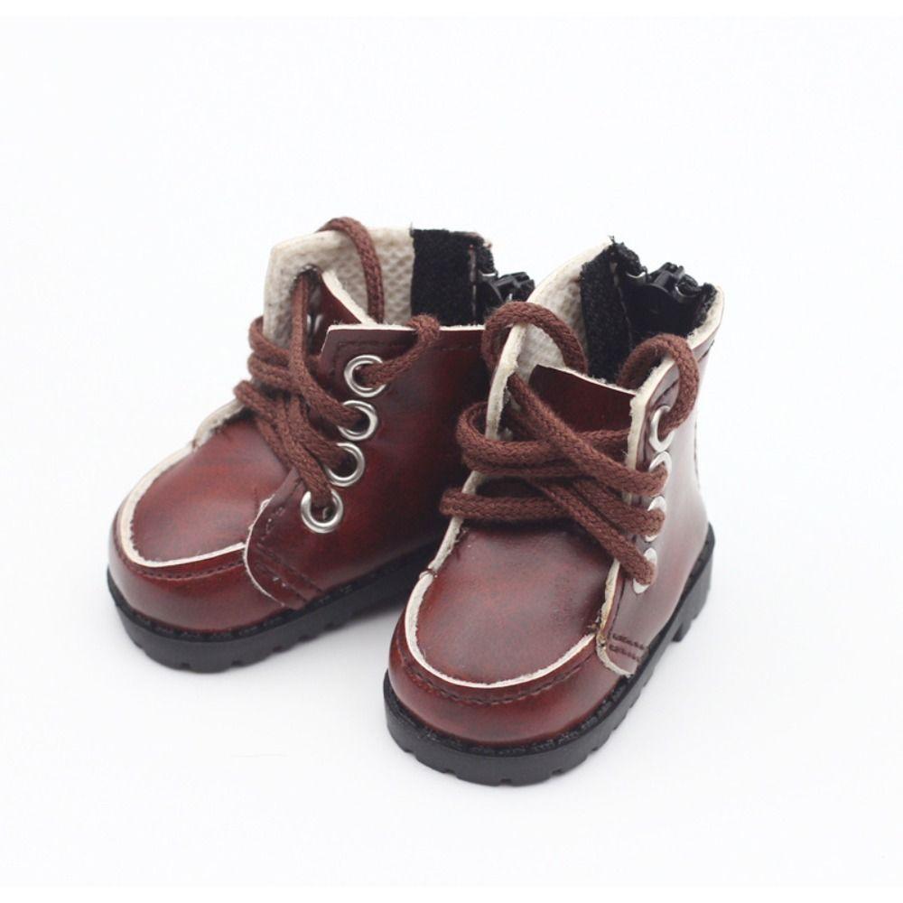 

College Style Doll Shoes Leather Material Clothes Accessories Casual Wear Shoes 1/12 Dolls коричневый