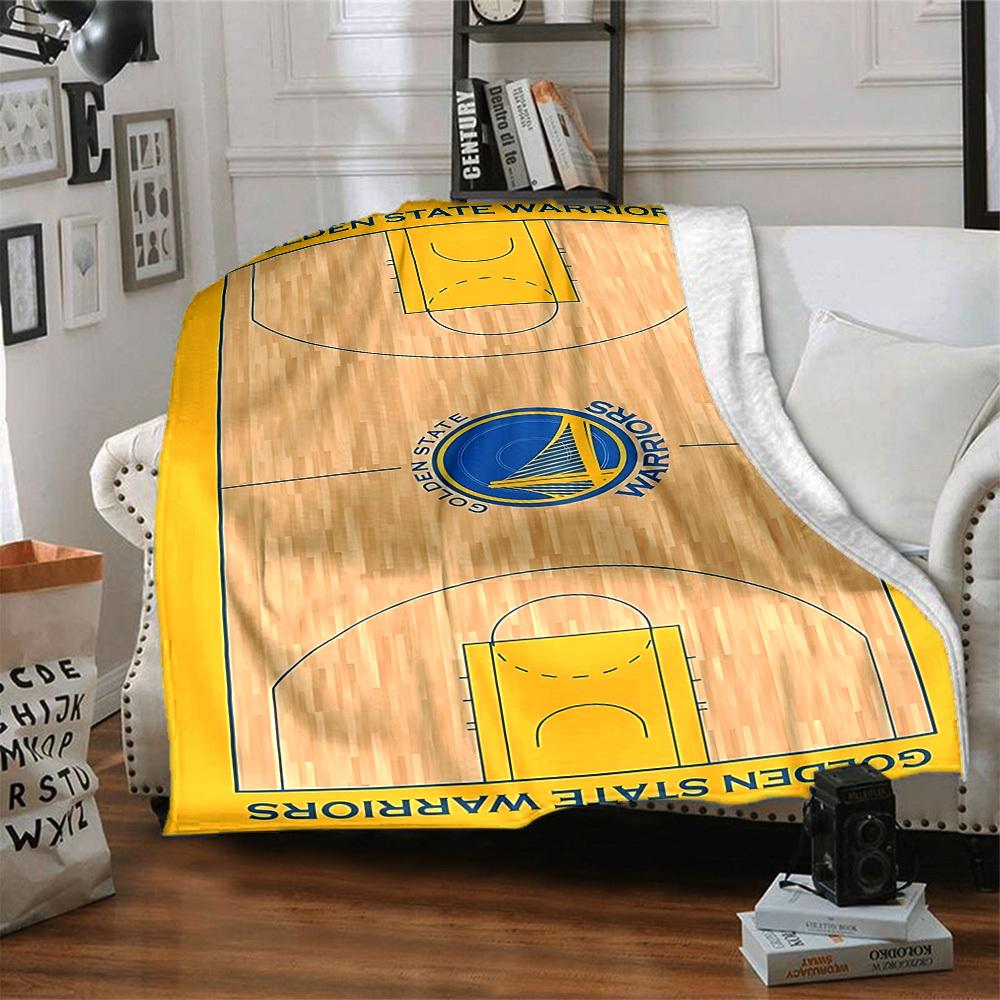 1pc Golden State Warriors Basketball Flannel Blanket, Soft Skin Friendly with Digital Printing, Various Sizes Available for Family, Friends, Birthday
