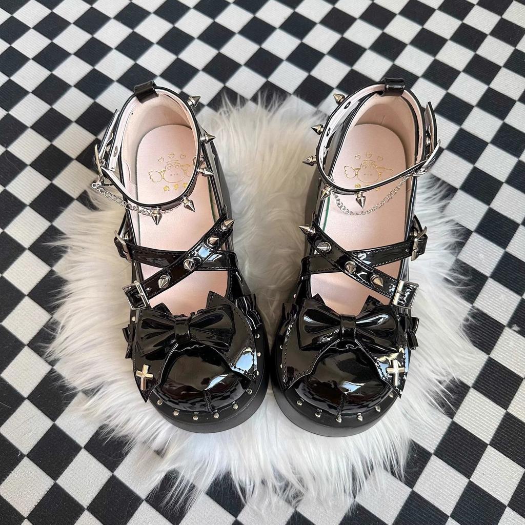 Japanese cos single shoes 2025 new subculture spice girls dark punk style muffin shoes thick sole heightening Lolit shoes