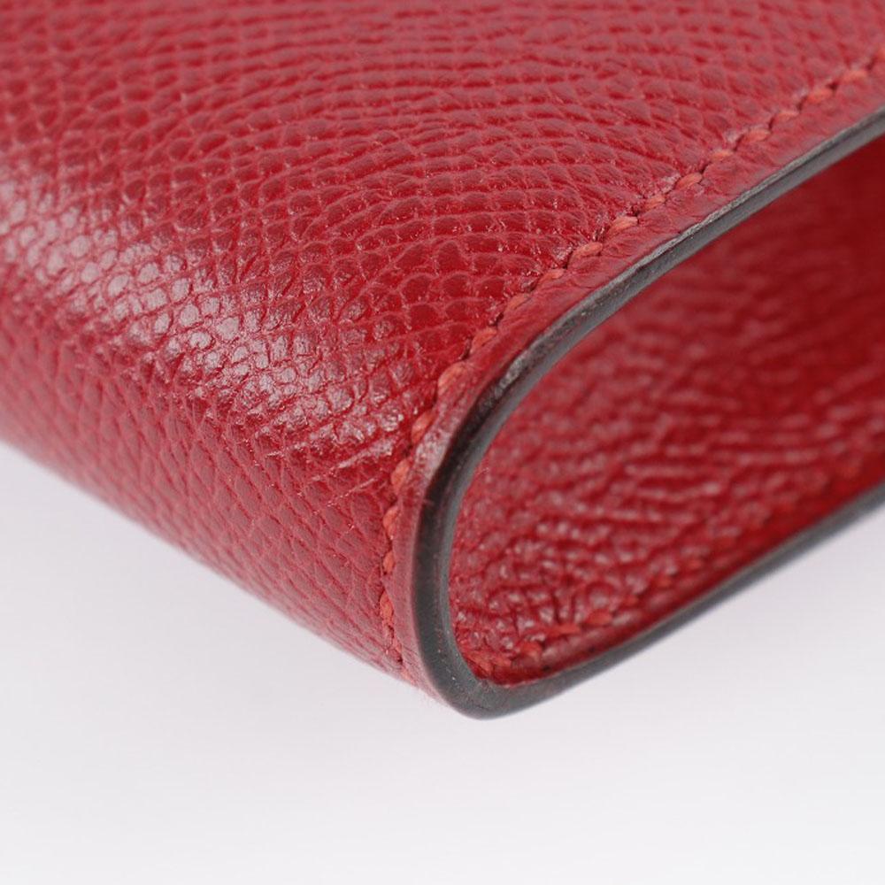 Hermes H Logo Clutch Bag Vintage Rouge Viv Red Epsom Women Used