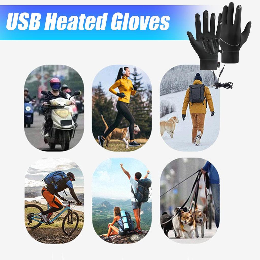 New Winter Touchscreen Mittens USB Heating Gloves Cold Weather Waterproof Hand Warmer For Camping Snowboarding Motor Bike Riding