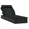 Folding Sun Lounger with Canopy Black 213x63x97 cm Poly Rattan