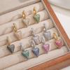 HECHENG, Copper 18K Gold-Plated Colorful Bubble Heart-Shaped Pendant Earrings for Women Adorable and Sweet Zircon  (1 Pair)