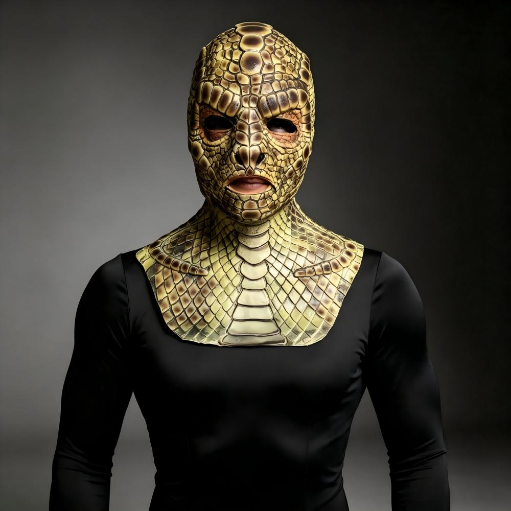 Realistic Snake Monster Mask Latex Lizard Man Mask Scary Animal Snake Full Headgear Halloween Mask