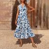 Women's Casual And Fashionable V-neck Sleeveless Printing Mid Length Dress