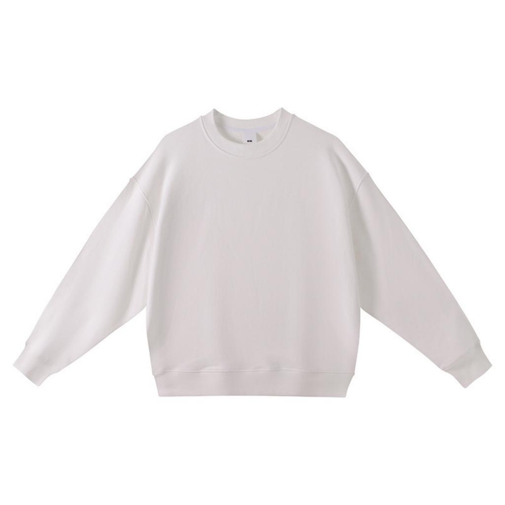 Men's And Women's Casual Solid-color High-weight Off-the-shoulder Pullover, Men's Loose Round-neck Long-sleeved Sweatshirt