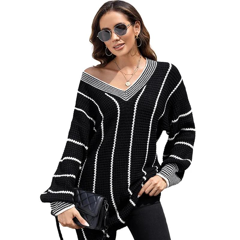 Fashion Trend Slim Fit and Slimming Printed Sweater for Women Shi Ying's New V-neck Long Sleeved Top for Women's