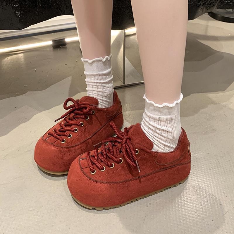Fashion Flats Women Loafers Shoes Lace Up Suede Designer Sport Shoes 2025 Fashion Casual Woman Sneakers Autumn New Zapatillas De Mujer