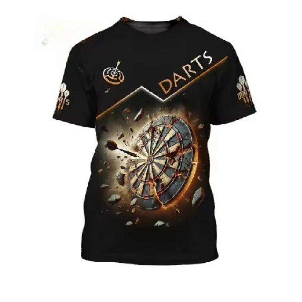 Neues 3D-gedrucktes Dart Herren Sommer Kurzarm Modisches Rundhals Locker Lässig Übergröße Personalisiertes T-Shirt