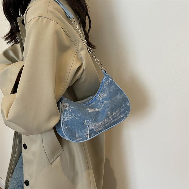 Trendy Denim Handbag For Women Fashionable Casual Street Style Shoulder Bag